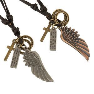 Angel Wing Genuine Leather Necklace